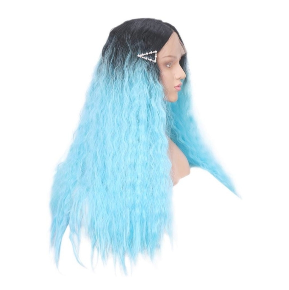 Ombre Black Light Blue Lace Front Wig main image 5